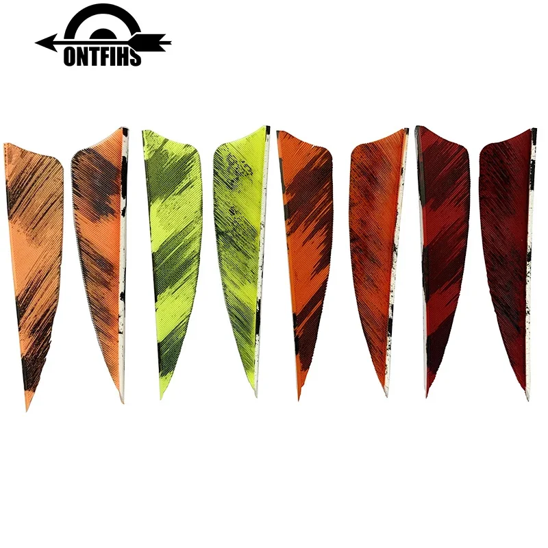 25Pcs 3 Inch Arrow Feather Fletching Shield Cut Feather for Arrows Vane Ink Painting Archery Accessories
