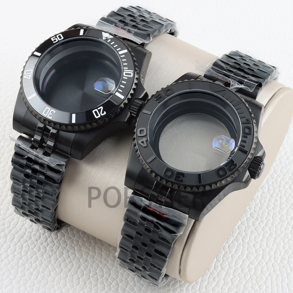 

Black NH35 Watch Case Sapphire Glass Solid 316L Stainless Steel Jubilee Watchband for SUB/GMT/Yacht NH34 NH35 NH36 NH38 Movement