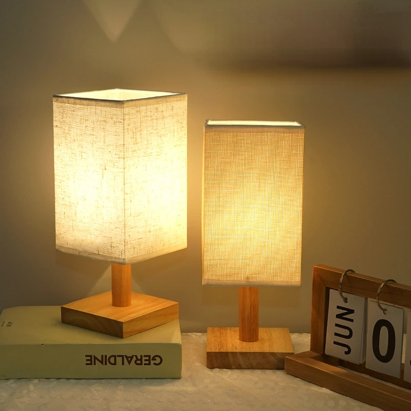 

Wooden Decorative LED Table Lamp Bedroom Bedside Desk Lamp USB Power Remote Control Dimmable Night Light Room Decor