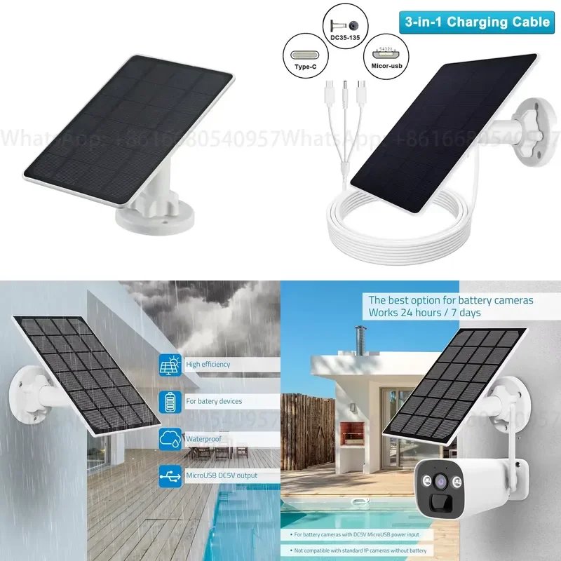 3W Solar Panel USB Cable for IP Security CCTV Cameras Outdoor Battery Charging PV IP USB Solar