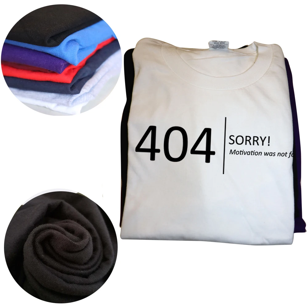 2023 Neue Mode Herren Oberteile Error 404 Motivation Not Found T-Shirt Baumwolle Bequemes Kurzarm-T-Shirt Herrenbekleidung – Detail 4