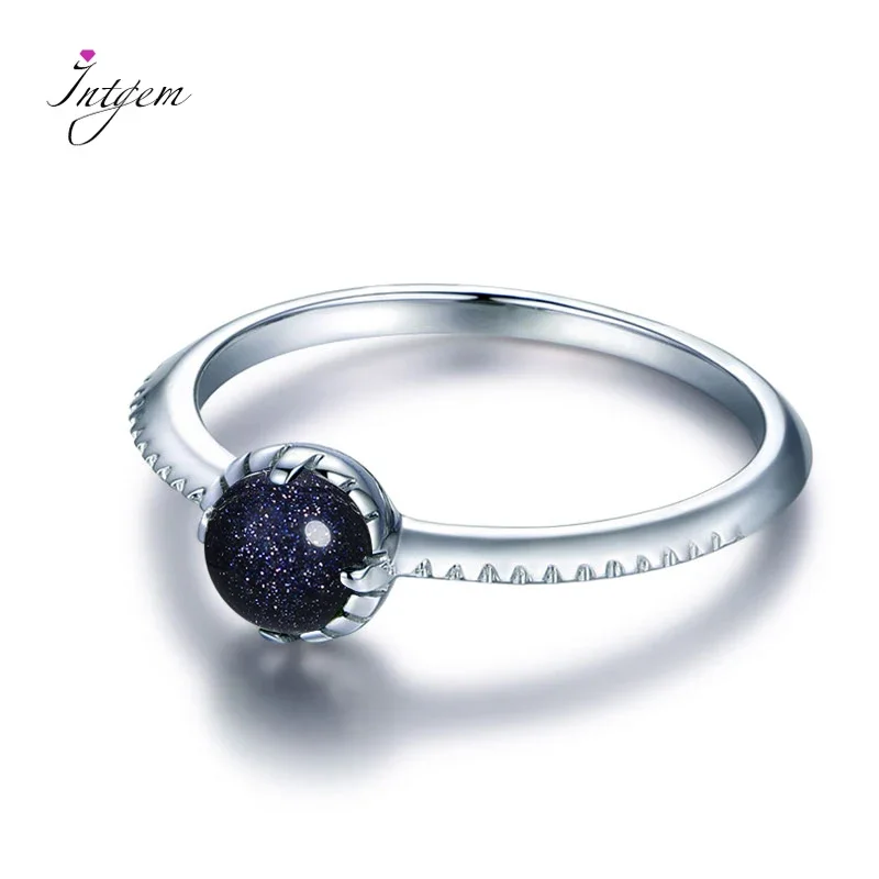 925 Sterling Silver Rings for Women With Blue Sandstone New Fashion Ring Fine Jewelry Party Gifts