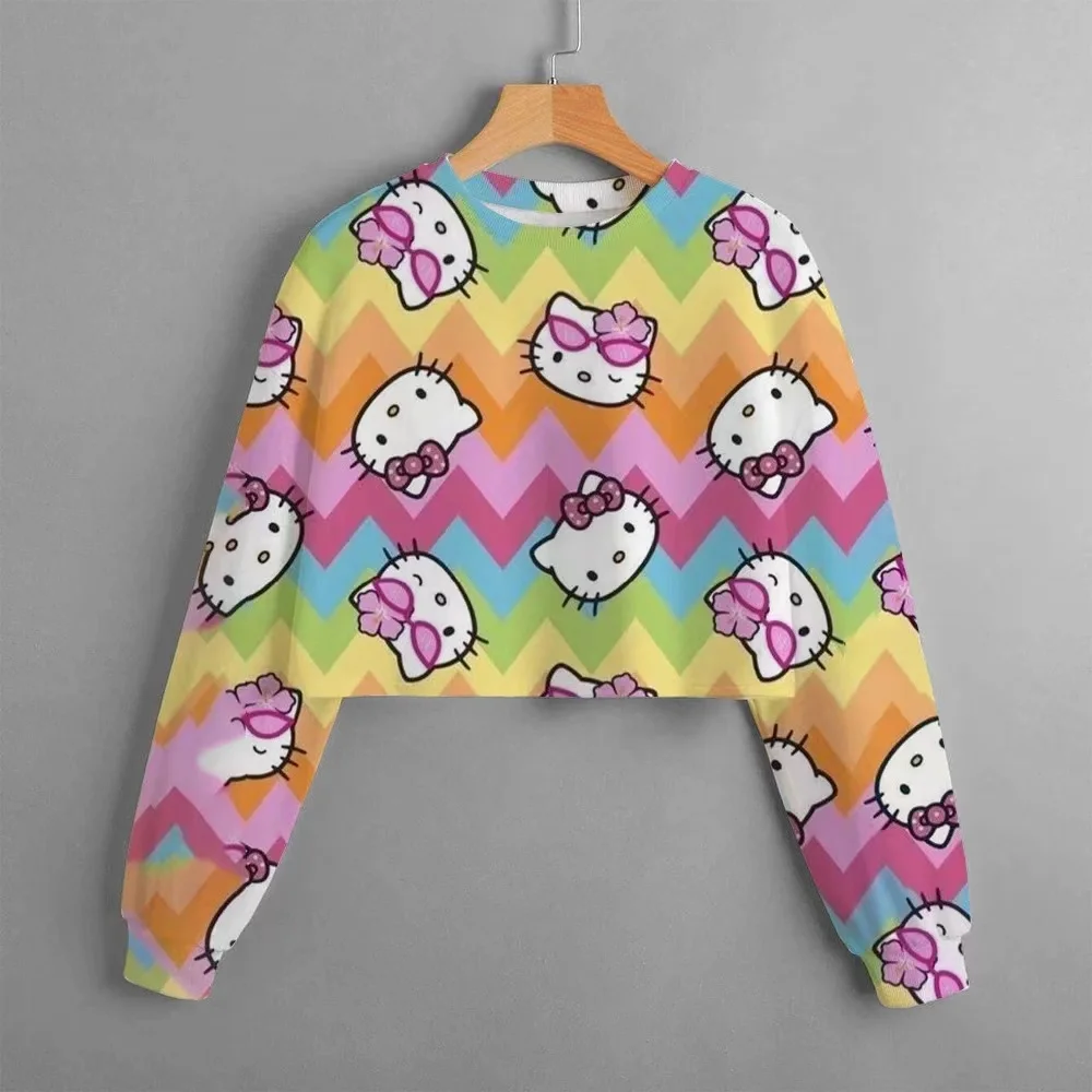 Girls long-sleeved sweatshirt 2024 new fashionable and stylish children\'s clothes cute cat print casual versatile tops