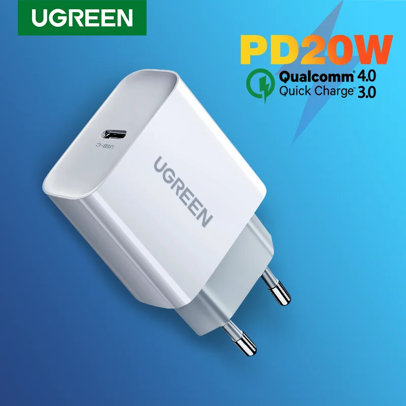 UGREEN Quick Charge 4.0 3.0 QC PD Charger 20W QC4.0 QC3.0 USB Type C Fast Charger for iPhone 15 14 13 12 Xiaomi Phone PD Charger