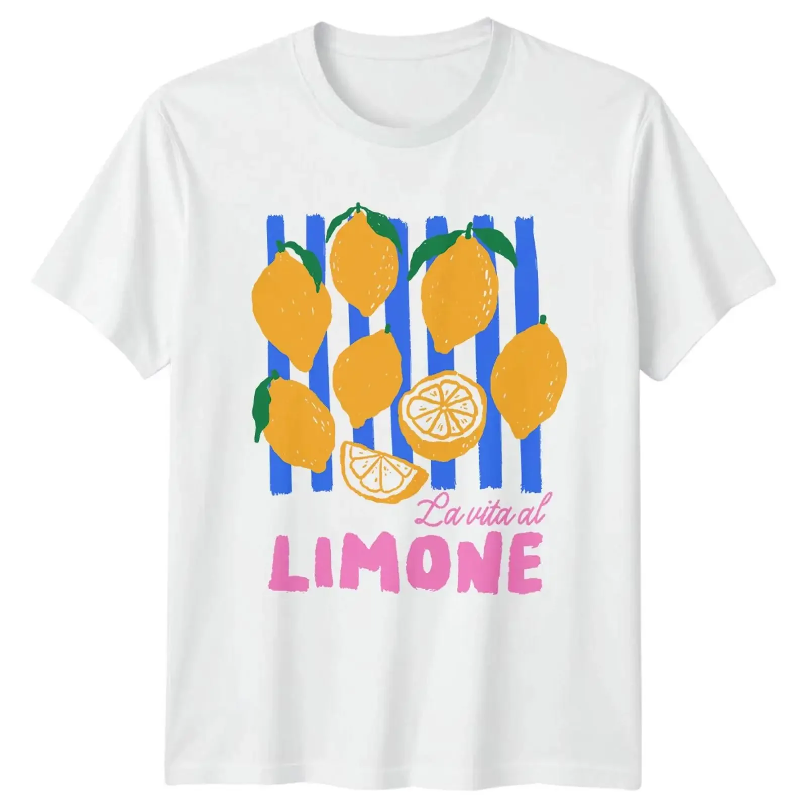 Camiseta La Vita Al Limone Zitronen Obst para hombre y mujer, top gráfico vintage, ropa de diseñador con efecto lavado, gráfico suave y cómodo