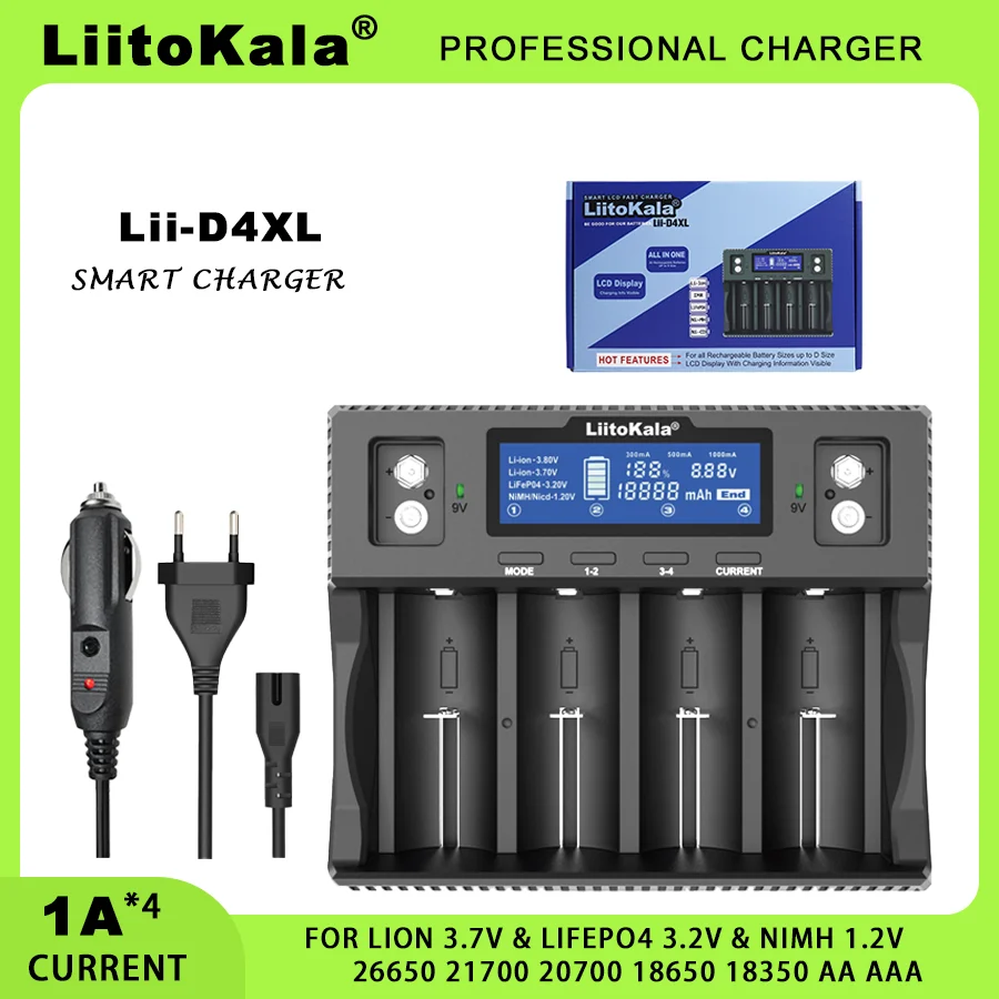 LiitoKala Lii-S12 Lii-D4XL 12-Slot 18650 LCD Battery Charger For 20700 26650 21700 14500 10440 16340 1.2V 3.7V 4.2V Lion Battery