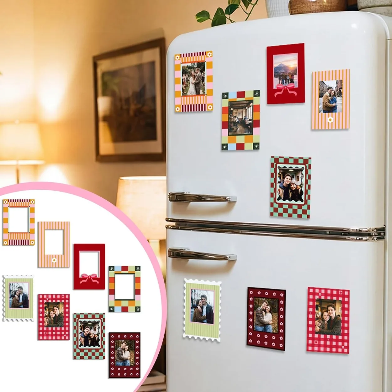 8-teiliges Set magnetischer Rahmen für den Kühlschrank, kompatibel mit 2×3-Zoll-Polaroid-Minifotos, magnetische Dekoration für den Kühlschrank – Detail 3