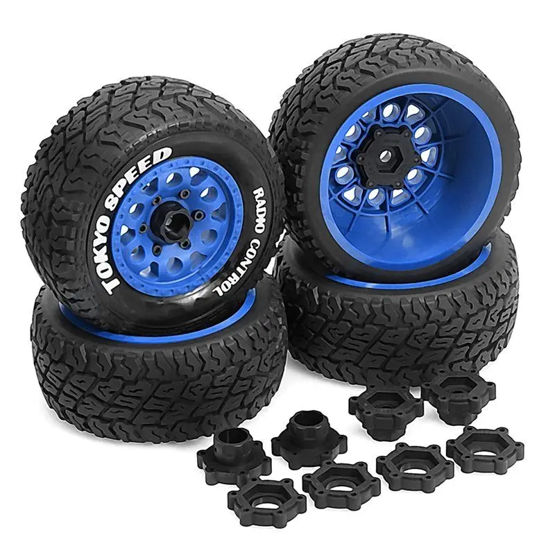 B78B-Multi-Size Wheel Hex& 110Mm Tire Set For RC Trucks- Desert Short Course Design For Various Models Car Blue