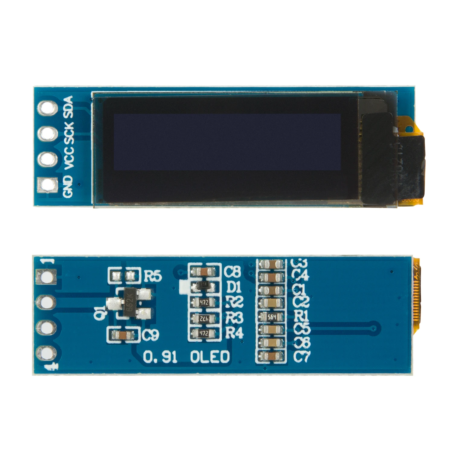 0.91-inch OLED LCD display 128x32 small screen SSD1306 vertical 4-pin module IIC