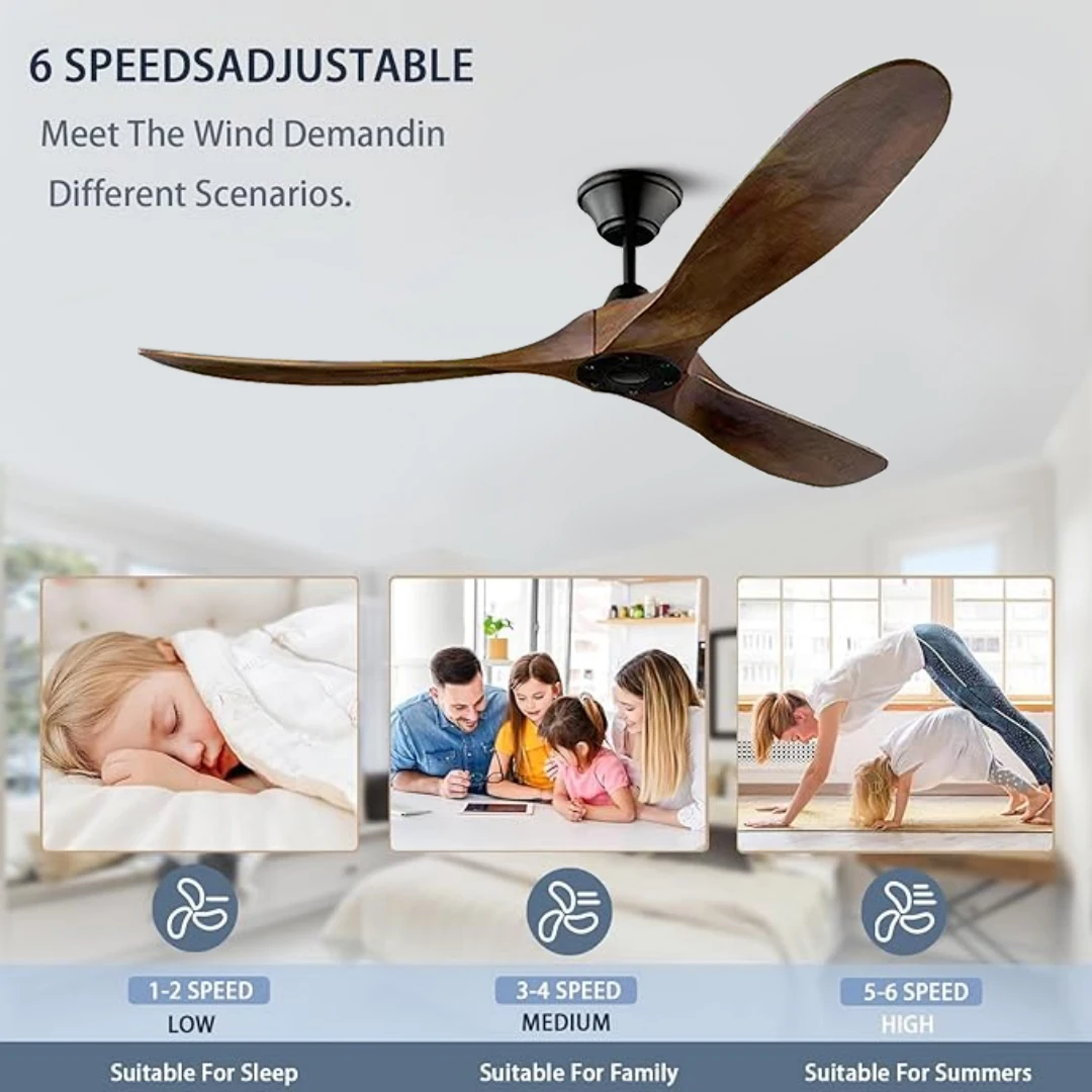 52 60 Inch Ceiling Fans with LED 85-265V Solid Wood Bland DC Motor Remote Control Ventiladores Para Casa 산업용 선풍기 Free Shipping