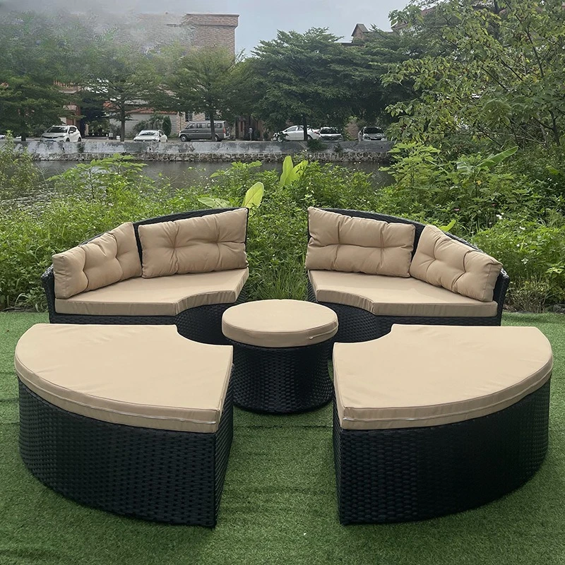 

Outdoor courtyard garden Leisure rattan sofa Outdoor B & B Hotel Simple creative splicing rattan art bed furniture