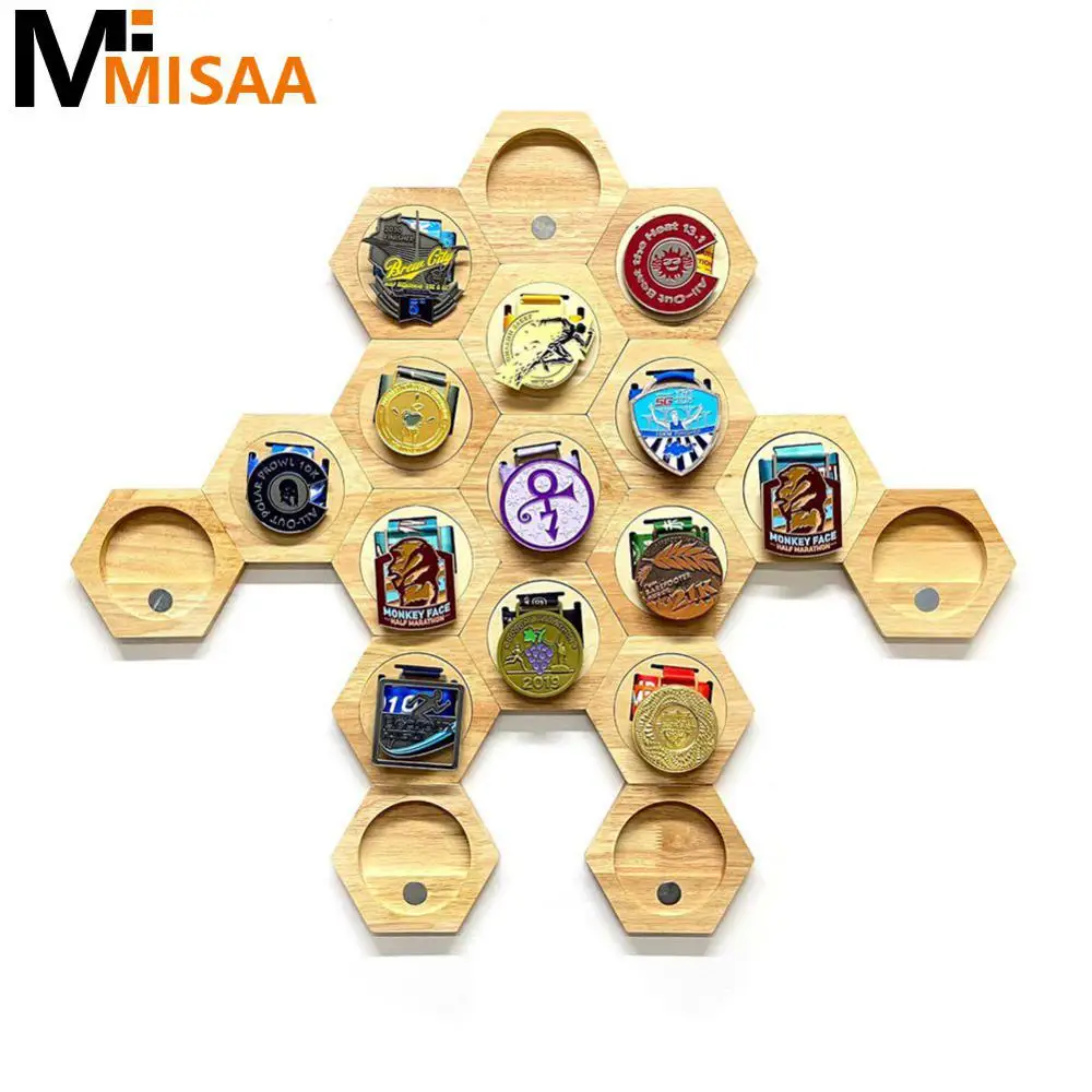 Medal Hanger Economic Firm Honeycomb Wooden Display Stand Medal Rack Be In Common Use Multifunctional Combination Medal