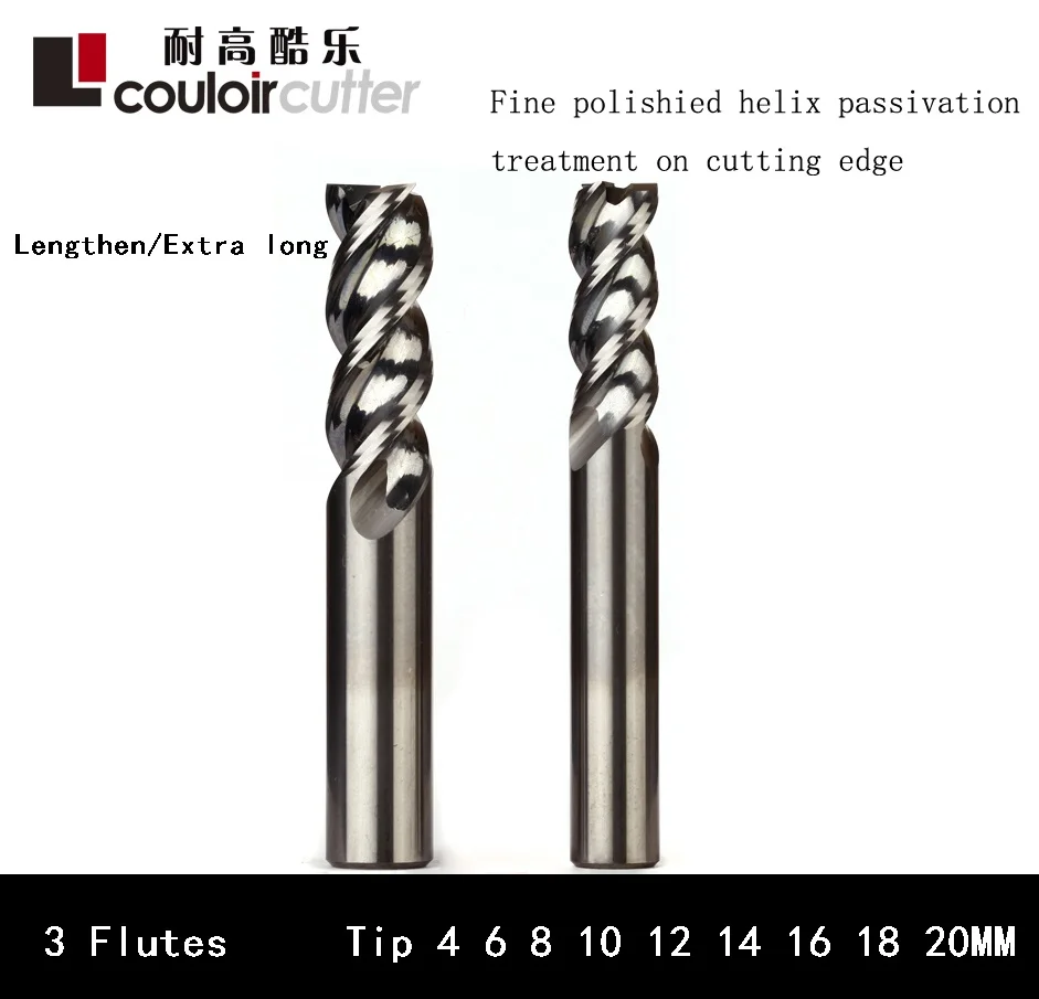 

Carbide Endmills Lengthen/Extra long 3-Flutes Sharp Corners Milling Machining Tool of Aluminum 4-20MM