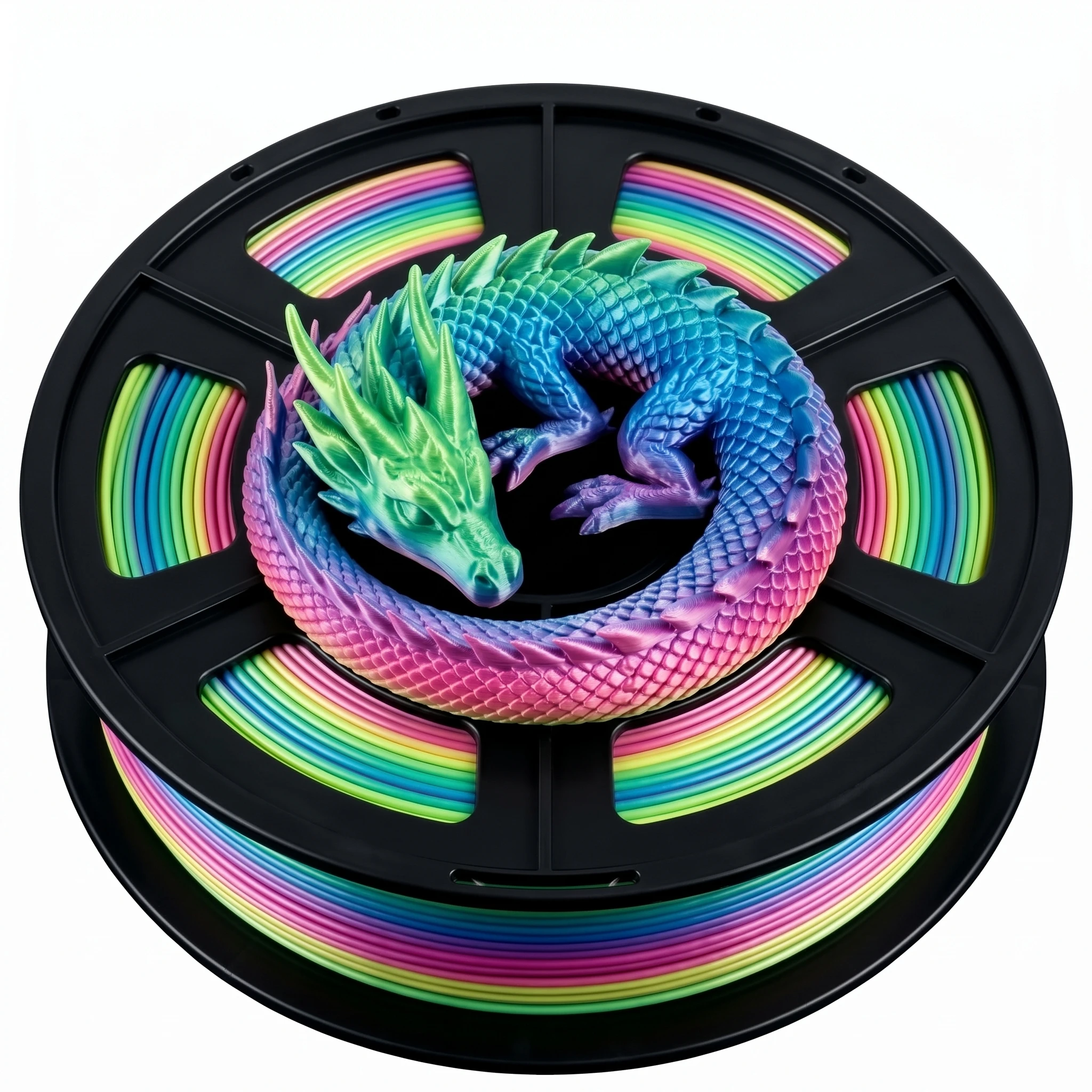 Silk PLA 3D Printer Filament, 1.75 mm, Rainbow Colors, Multicolor 3D Printing Filament, Color-Changing Filament 250g