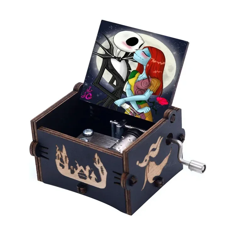 New The Nightmare Before Christmas Music Merry Go Round of Life Wooden Hand Cranked Anime Musical Box Christmas Birthday Gift