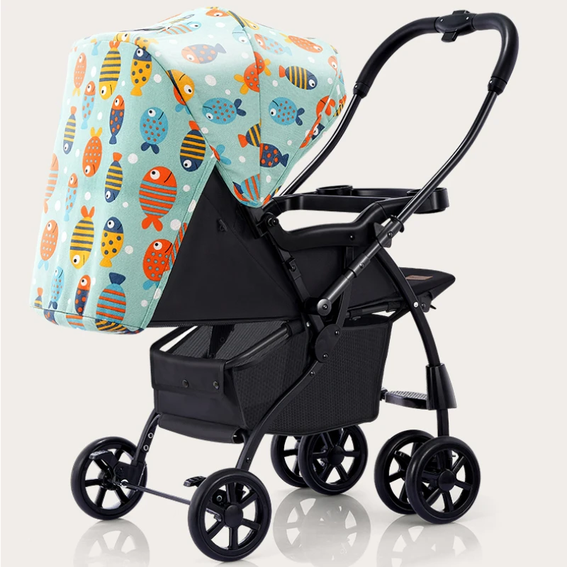 Bidirectional Can Sit Can Lie High Landscape Trolley Portable Folding Baby Strollers Travel Stroller Single Hand Collection Car