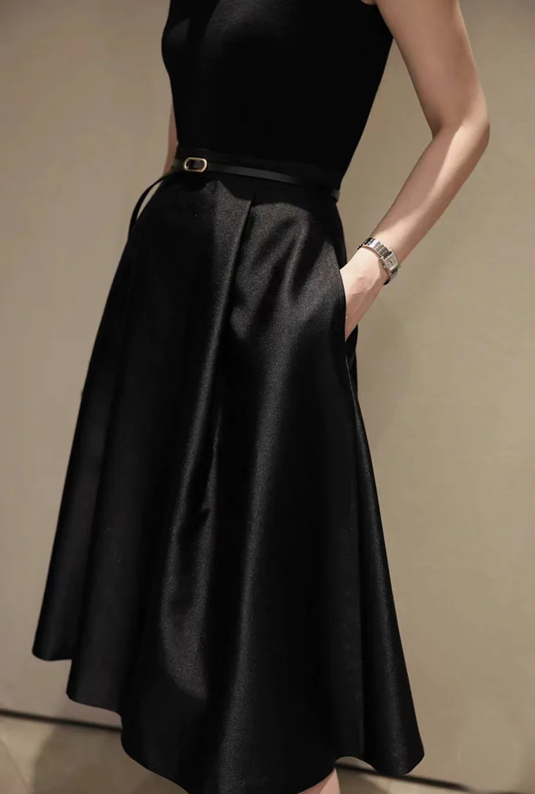 

2026 Skirts Women High Waist Solid A-line Sense of design Mujer Office Lady Elegant Loose Summer Waistband Sweet Party Dating