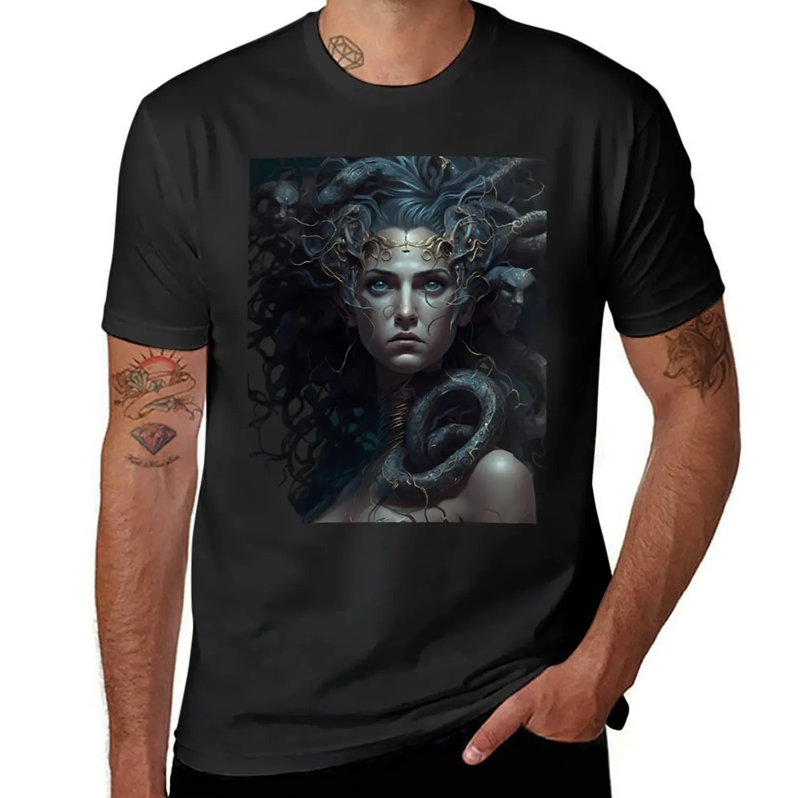 

Medusa AI Art T-Shirt football t shirt man clothes vintage graphic tee mens clothing