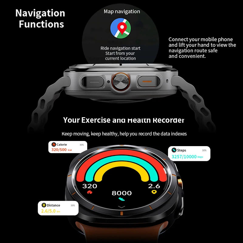 New Galaxy Watch 7 Ultra GPS Tracking Smart Watch Men Amoled Screen Heart Rate Bluetooth Call NFC Sports Smart Watch For Samsung