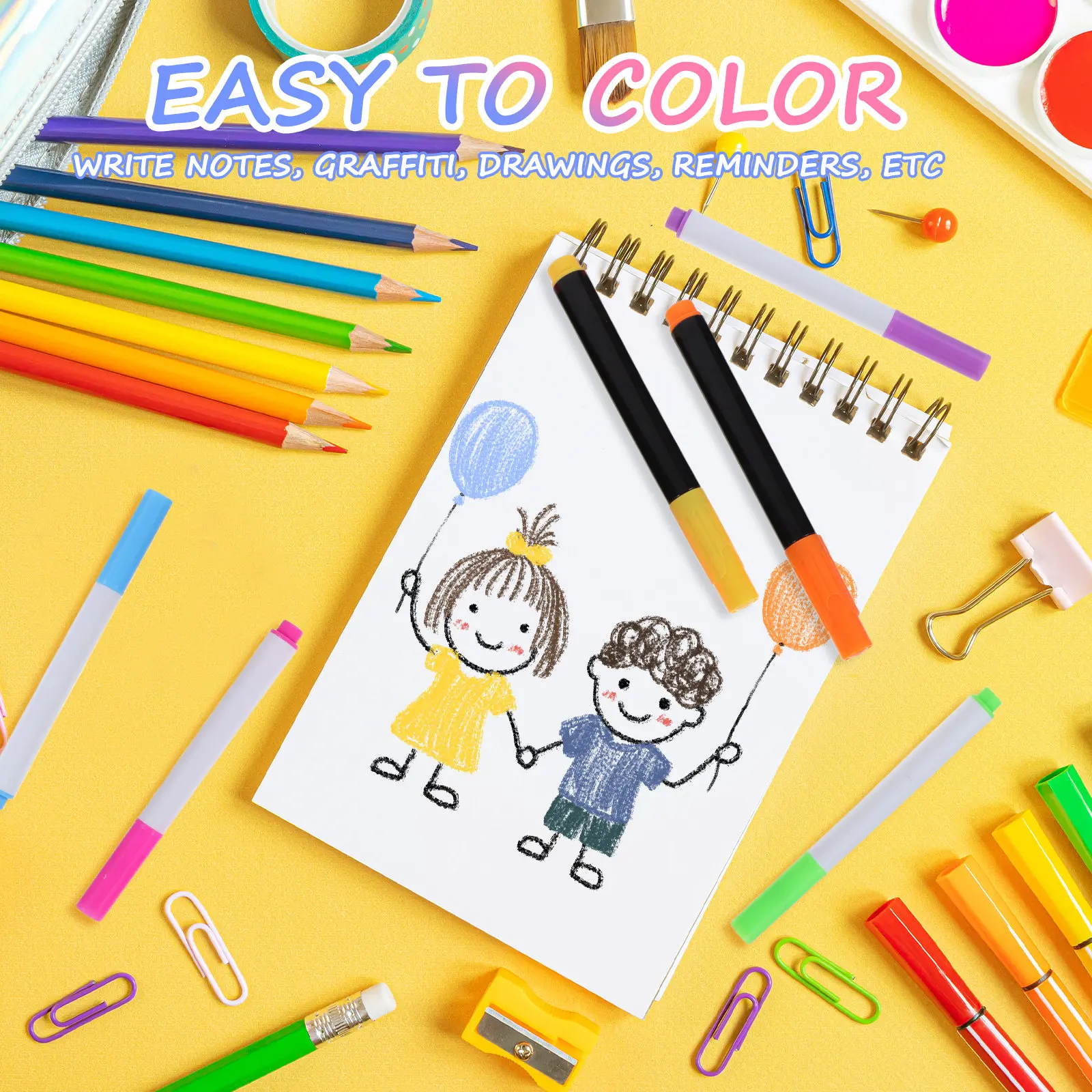 24Pcs Liquid Chalk Markers Erasable Neon Dry Erase Pens 12 Multicolor Smooth Writing High Visibility for Glass Board Window
