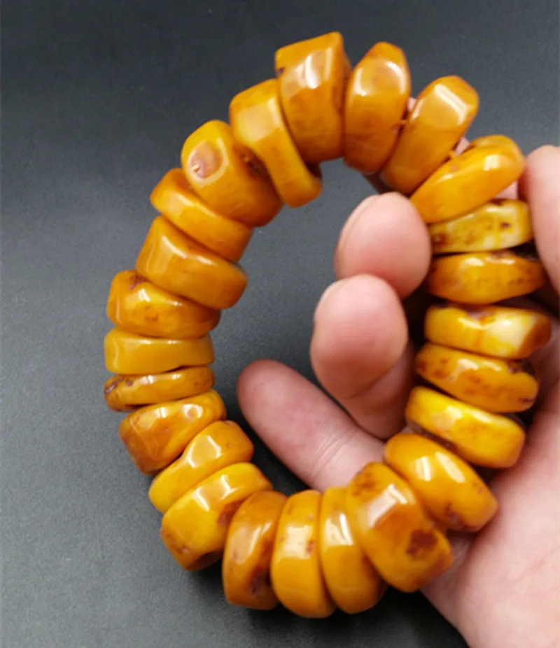 Resin imitation beeswax round bead bracelet bracelet amber beeswax old honey wheel bead bracelet