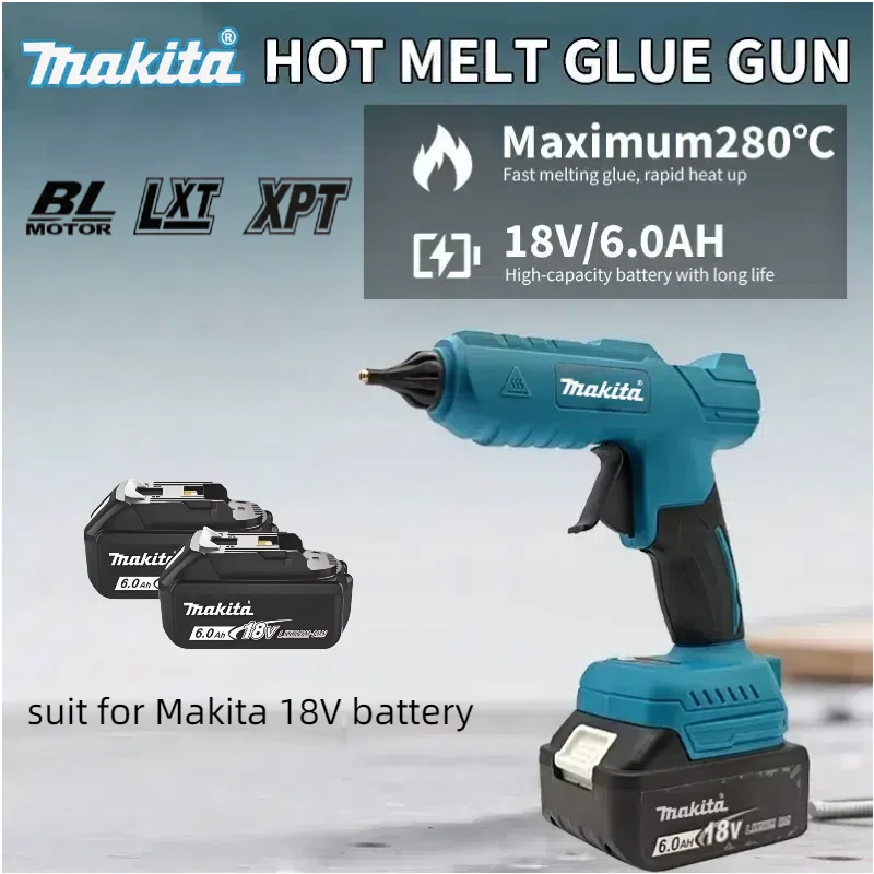 Makita-pistola de aire caliente de soldadura por fusión en caliente, boquilla antiescaldaduras, pistola de pegamento caliente eléctrica de mano inalámbrica, herramienta de reparación DIY