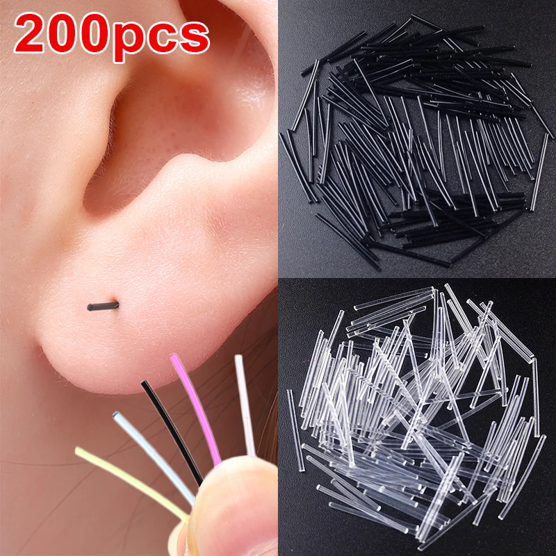 200PCS Invisible Plastic Soft Stud Earrings Hypoallergenic Simple Transparent Earring Piercing Retainer Ear Studs Pins Jewelry