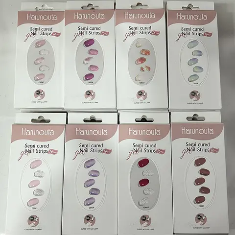 16/20 pontas semi-curadas para unhas, adesivo de cor sólida, à prova d'água, gel de longa duração, conjunto de adesivos para lâmpada uv, precisa de manicure