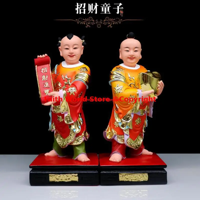 2025 A pair ZHAO CAI TONG ZI gods statue God of Wealth's Left Right Attendants Wholesale Taoist Buddhist supply Temple Worship