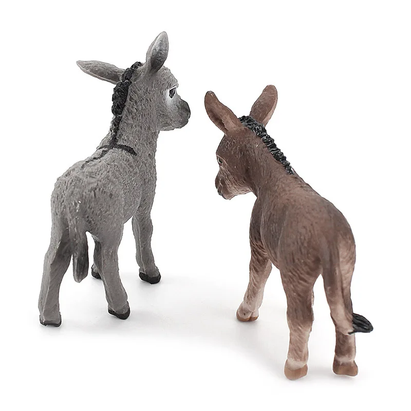 Simulation Animal Little Donkey Educational Children's Cognitive Model Micro Ornaments Plastic Decoration Baby Toy Gift A0425