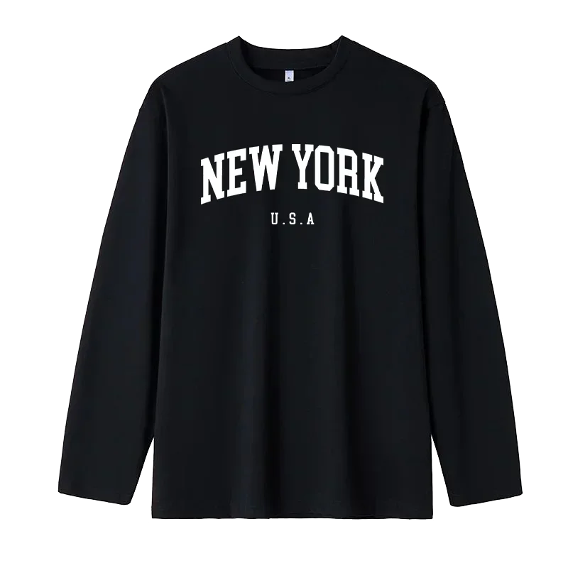 U.S.A New York USA City Street Print t-shirt a maniche lunghe donna Pulovers t-shirt Casual da donna donna estate 2024 vestiti Top