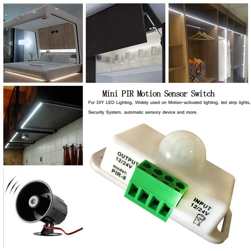 A14M 4X PIR Infrarot-Bewegungsmelder, DC 12V-24V Streifenlicht-Bewegungsmelder-Schalter, für Schrank, Schrank, Treppen, Küche