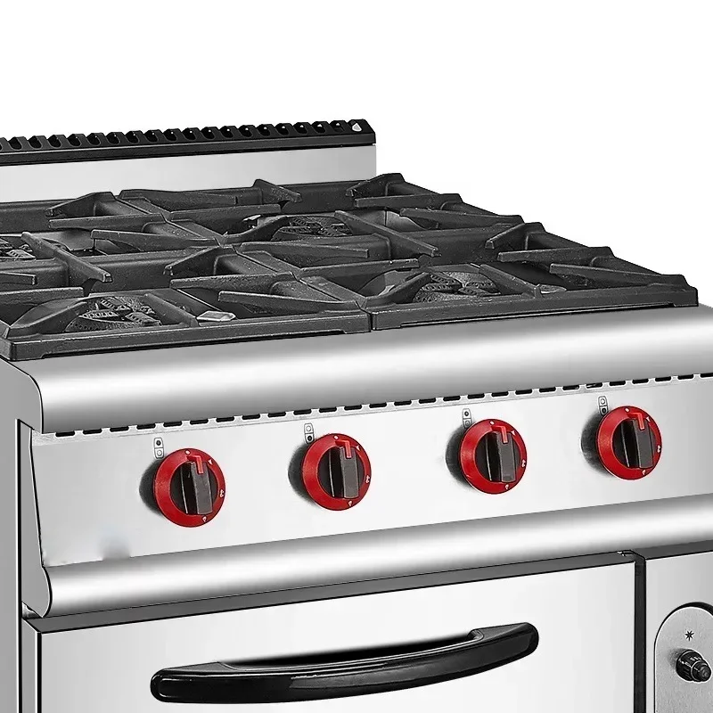 

Commercial Kitchen Equipment Stainless Steel 4-burner Gas Cooking Range with Oven