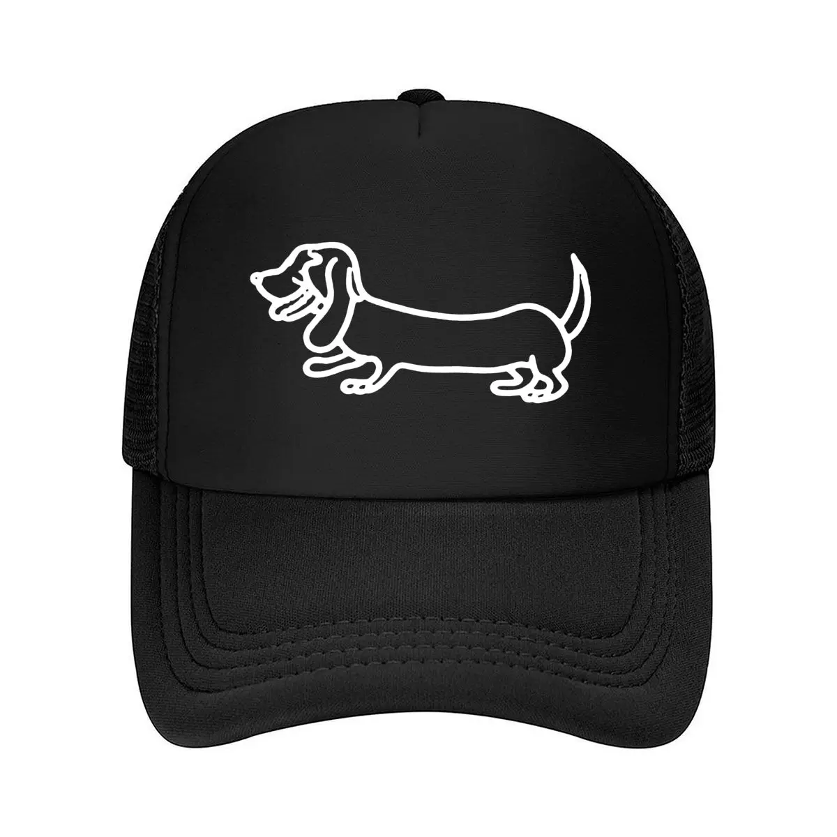 Adorable Dachshund Dog Outline Design Mesh Baseball Cap Hip Hop Dad Hat For Womens Unisex Female