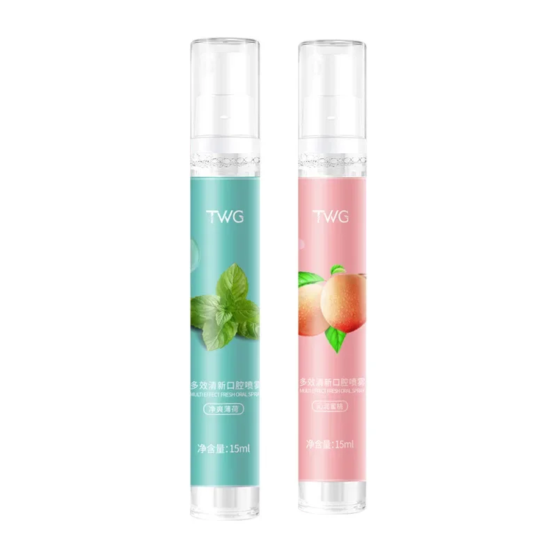 Breath Peach Mint Refrescador Hálito Frutado, Spray Respiratório, Spray Refrescante, Odor, Tratamento de Halitose, Cuidado com Ambientador Líquido, 15ml