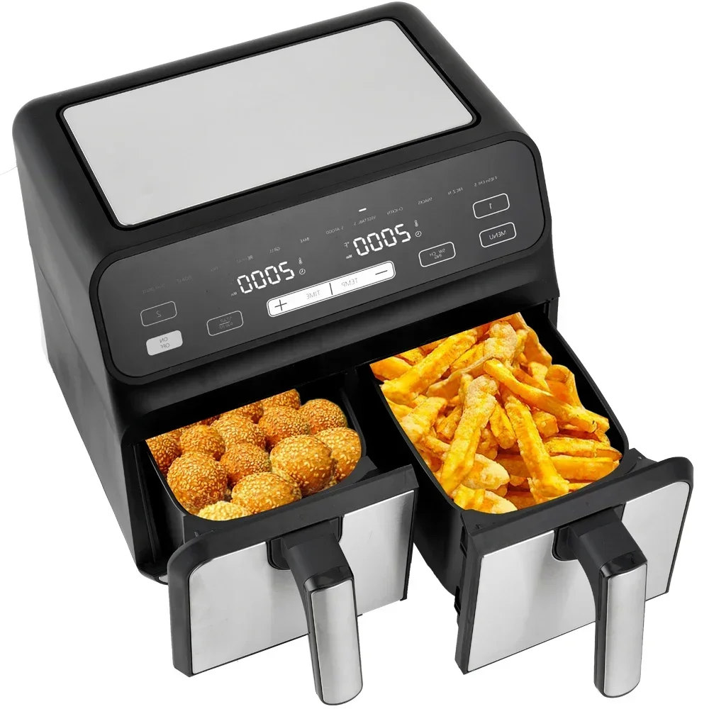 Hot sales 9L 8L Digital Control Dual Zone 2 baskets air fryers The Power Air Circulation Fryer Touch Screen Nonstick
