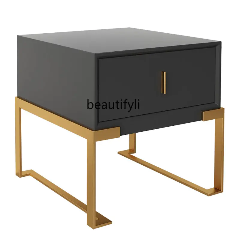 Nordic Light Luxury Bedroom Bedside Table Piano Art Paint Side Cabinet Side Table Locker Post-Modern Nordic Princess Style