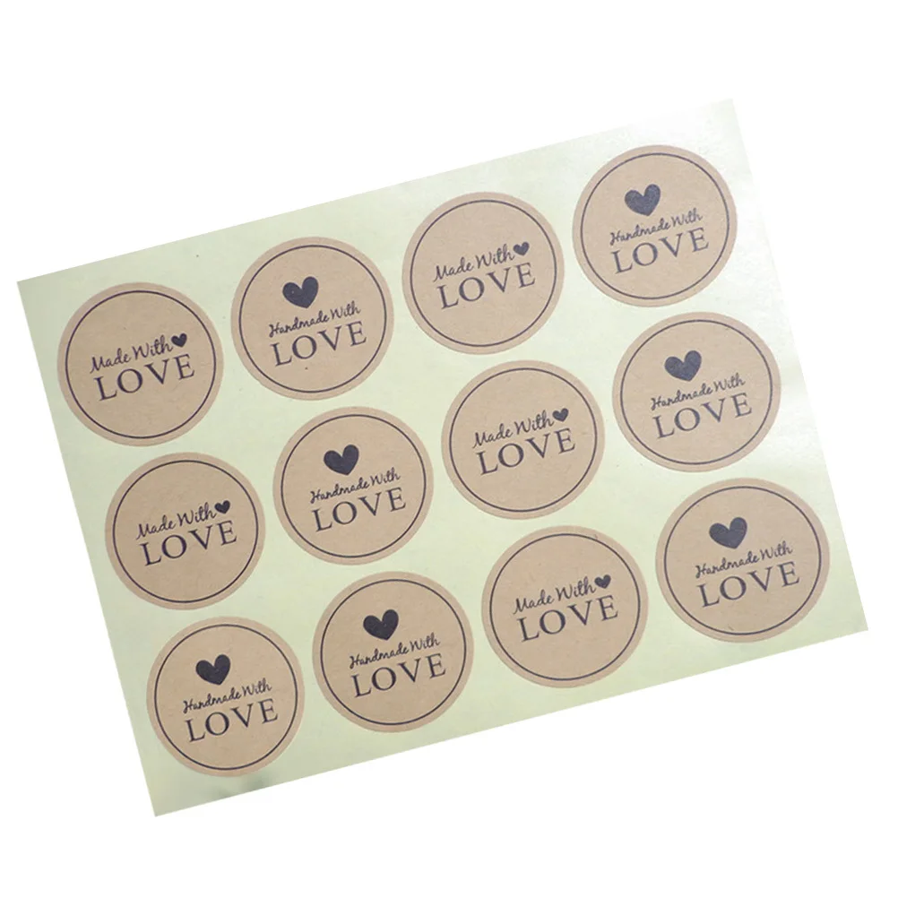 

12 шт. круглая упаковочная наклейка из крафт-бумаги ручной работы, уплотнительная этикетка для пакетов с печеньем, украшение подарочной коробки, уплотнительная наклейка для выпечки