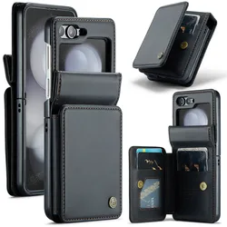 EUCAGR Luxury Magnetic Wallet PU Leather Case For Samsung Galaxy Z Flip 5 6 7 Card Solt Holder Pocket Cover For Galaxy Z Flip7 5