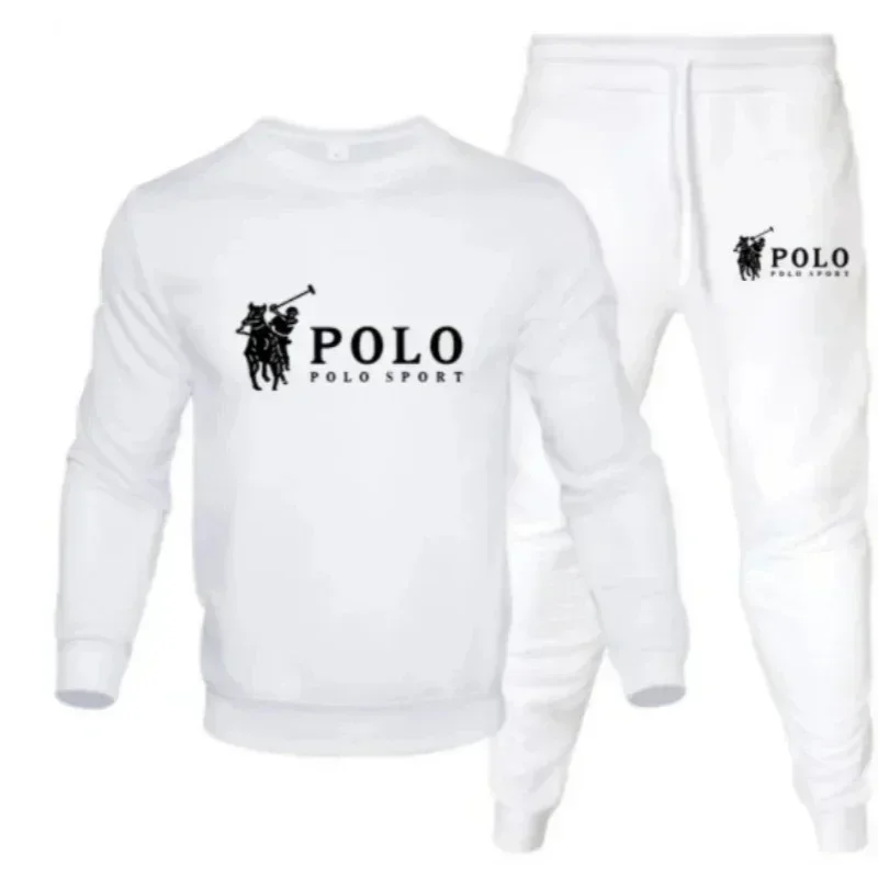 Autumn Winter Men Loose Streetwear 2 Piece Set, Crew Neck Pullover & Jogger Pants, Hip Hop Running Casual Sport Suit