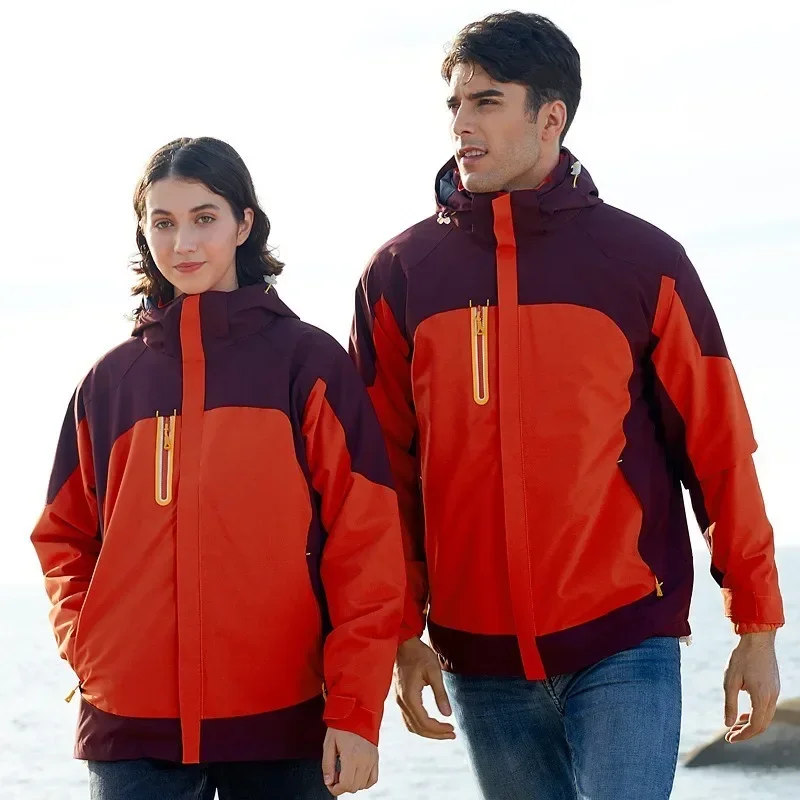 Jacket men and women couples three-in-one warm jacket windproof and waterproof team suit two-piece set