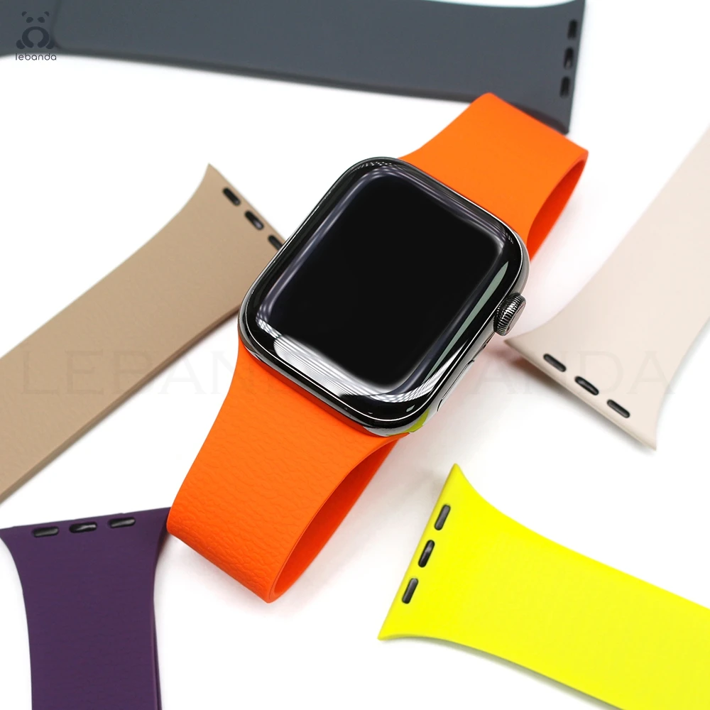 

Ремешок Lebanda с магнитной петлей для Apple Watch ultra 2, серия 10, 9, 8, 7, 6, 5, мягкий спортивный силиконовый ремешок с текстурой личи для мужчин и женщин
