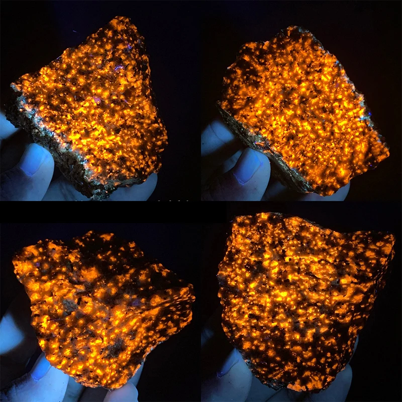 Piedra de fuego de llama Natural, piedra aromática Mineral syenita UV fluorescente, sodalita Mineral en bruto, adornos artesanales de cristal, 1 unidad