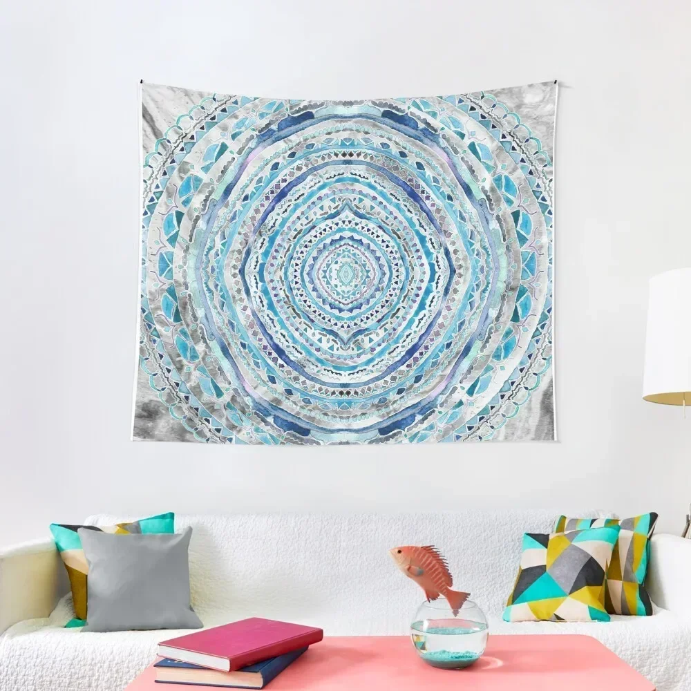 

BLUE & GREY MANDALA MARBLING Tapestry Wall Tapestries Wallpaper Bedroom Home Decoration Accessories Tapestry