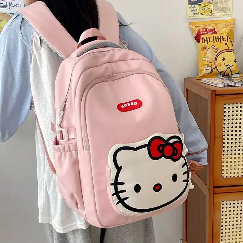 Xiuya Hello Kitty damski plecak nylonowa moda śliczne Kawaii młodzieżowe plecaki szkolne Casual Harajuku o dużej pojemności nowa tornister