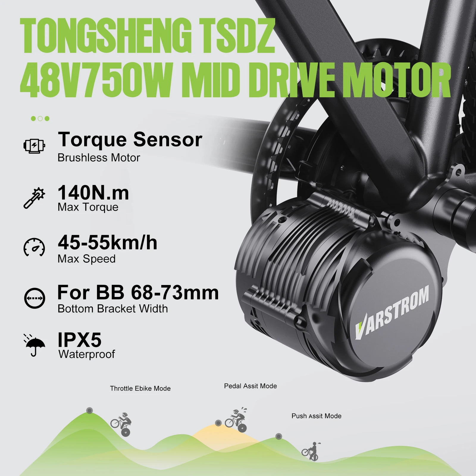 Tongsheng TSDZ16 1000W TSDZ 750W TSDZ2B 500W 250W Motor Mittelantrieb Drehmomentsensor Fahrrad Elektrofahrrad Umrüstsatz 68-73mm – Detail 7