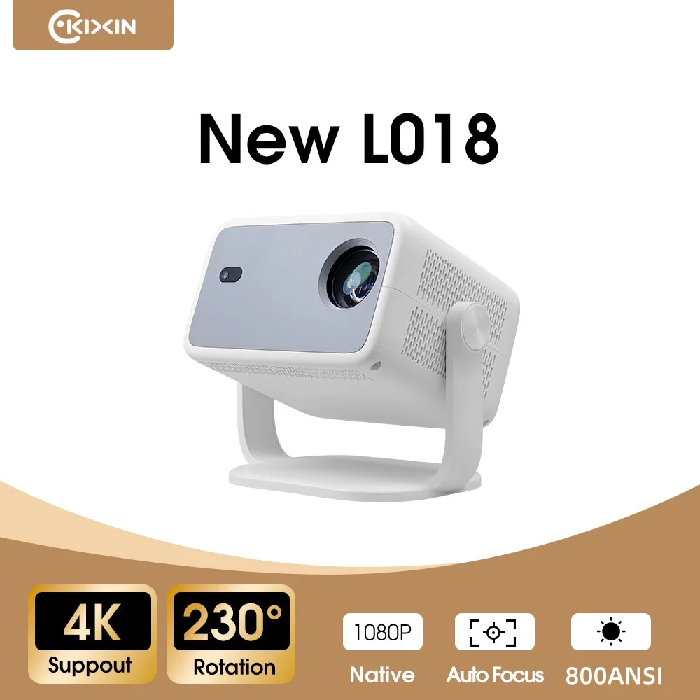 Умный проектор KIXIN L018 Full HD 1080P 4K BT5.4 WiFi 6, поддерживаемый 800ANSI, автофокус, проекторы для домашнего кинотеатра, кинотеатра, разработ 4K