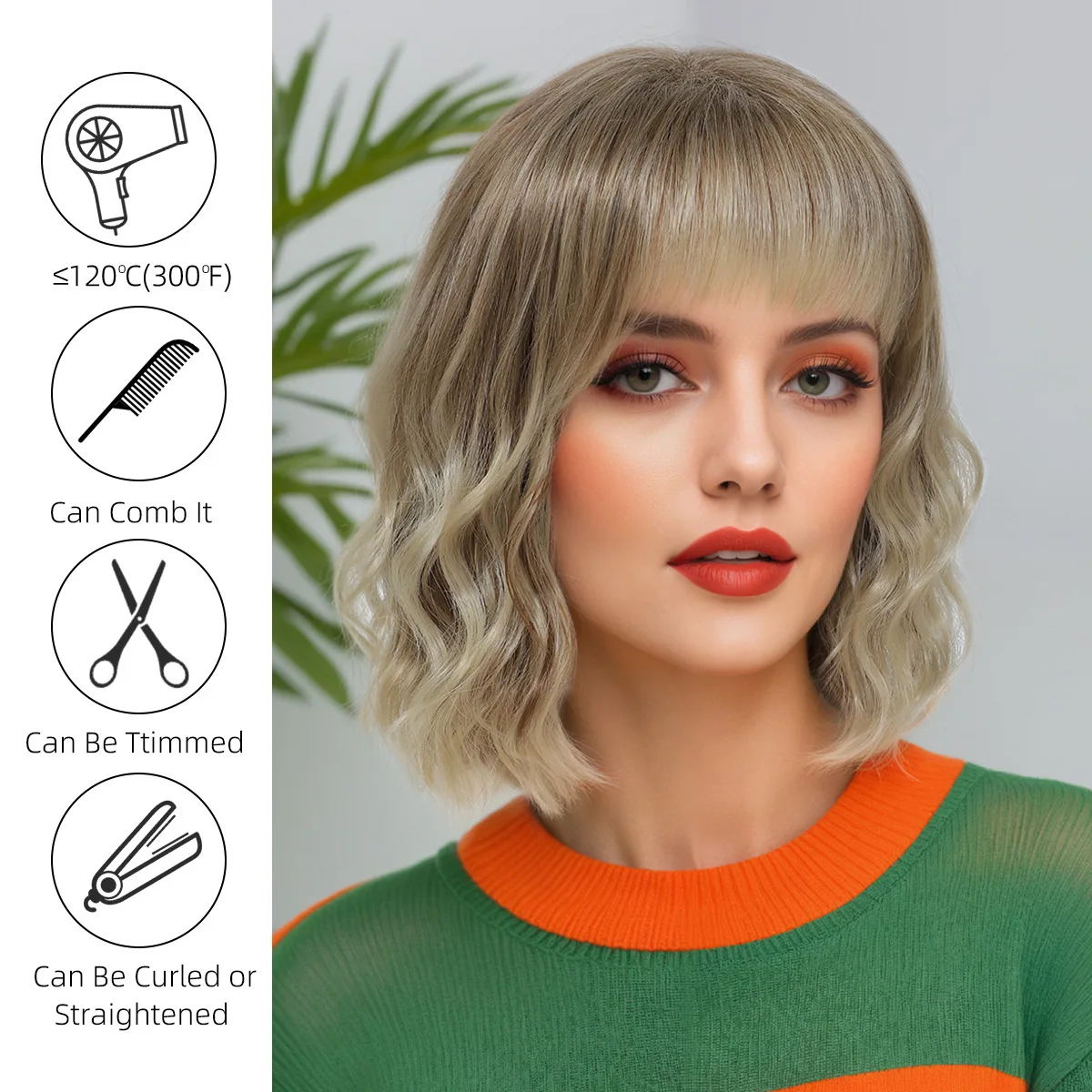 Water ripple linen color gradient gold full top curly wig for cross-border trade between Europe and America