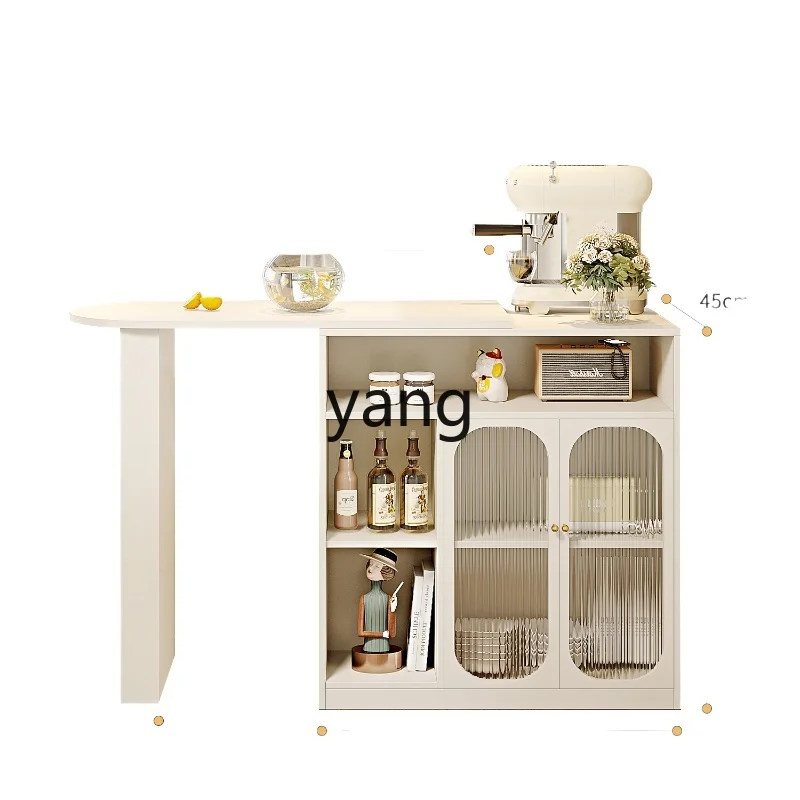 YJQ cream wind bar table, living room partition cabinet, household removable bar table, integrated retractable island table