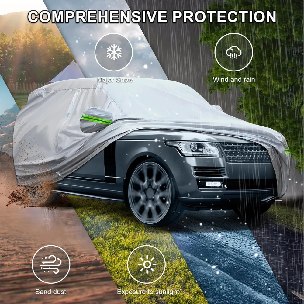 Universal 6-Layer Car Cover for SUVs up to 190", All-Weather Protection, Waterproof, UV-Resistant
